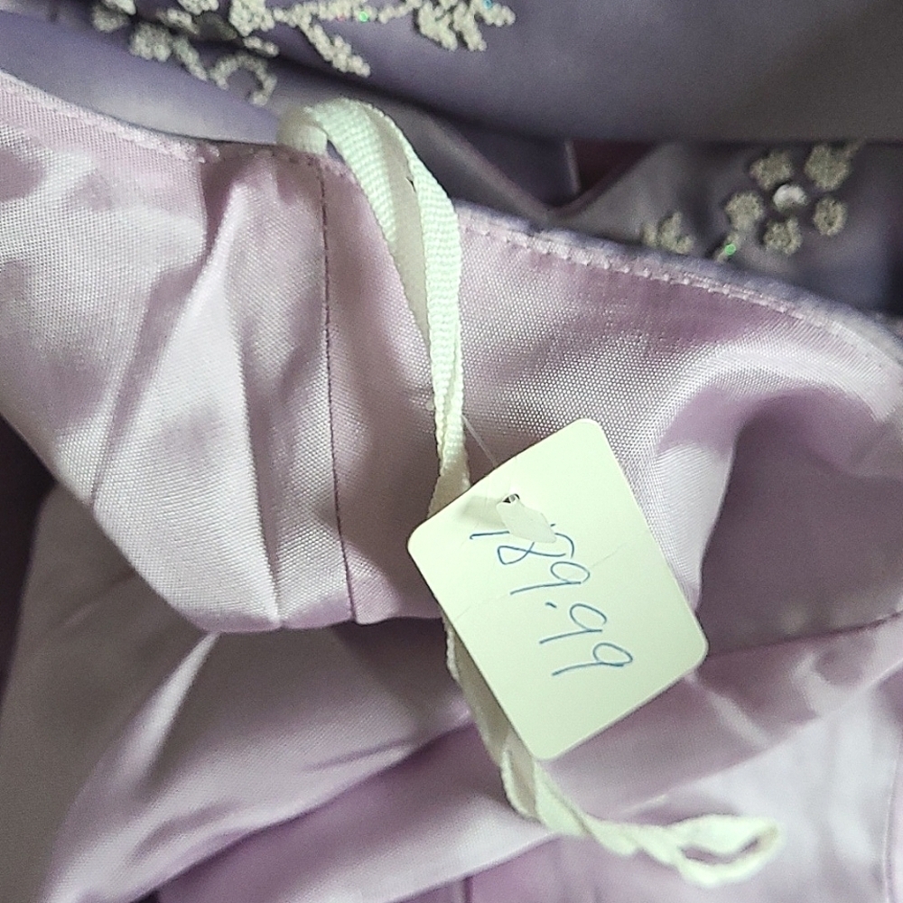 Vintage 90s Seasons Design Inc Lilac Silver Halter Prom Dress Embellished Size M - Picture 13 of 13